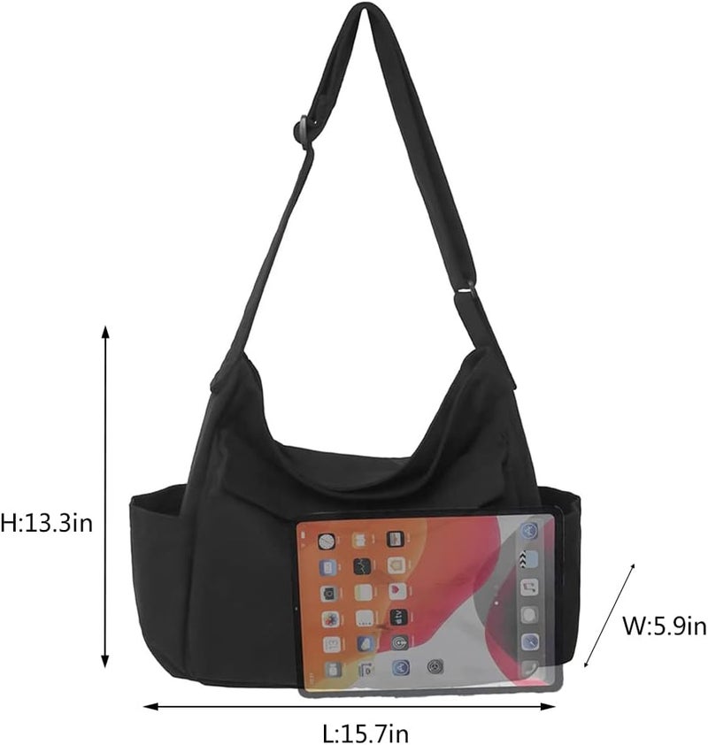 PRAGARI Canvas Crossbody Bag Messenger Cute Bag with Pins and Pendant for Women Girls Casual Shoulder Aesthetic School bag - Image 4